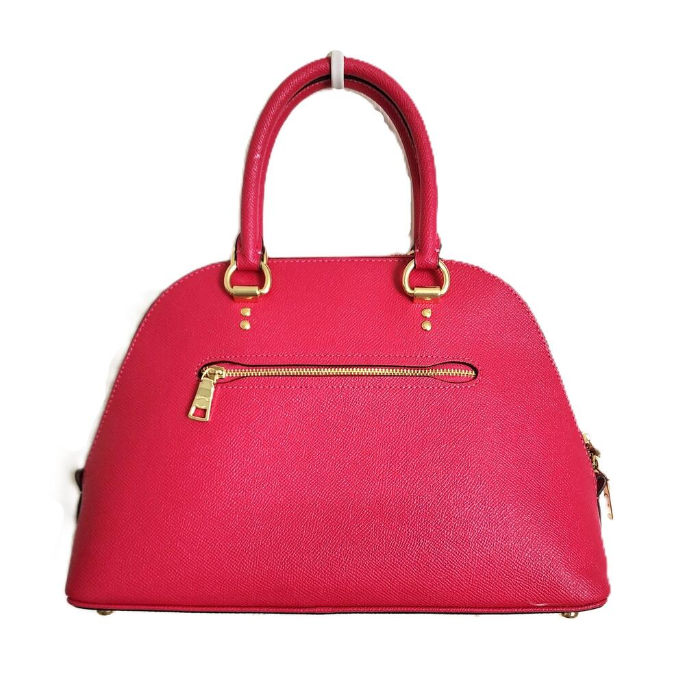 Coach Katy Crossgrain Leather Signature Canvas Logo Strap Dome Satchel - Picture 3 of 13